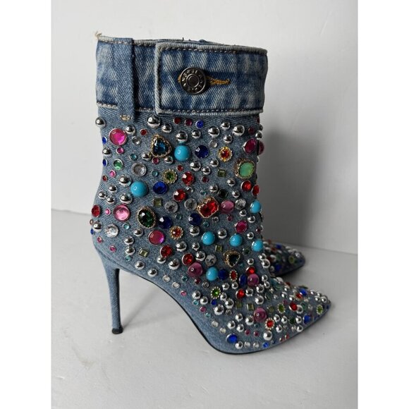Anthropologie Jeffrey Campbell Dazzle Boots Size 8.5 Denim NEW - Picture 5 of 9